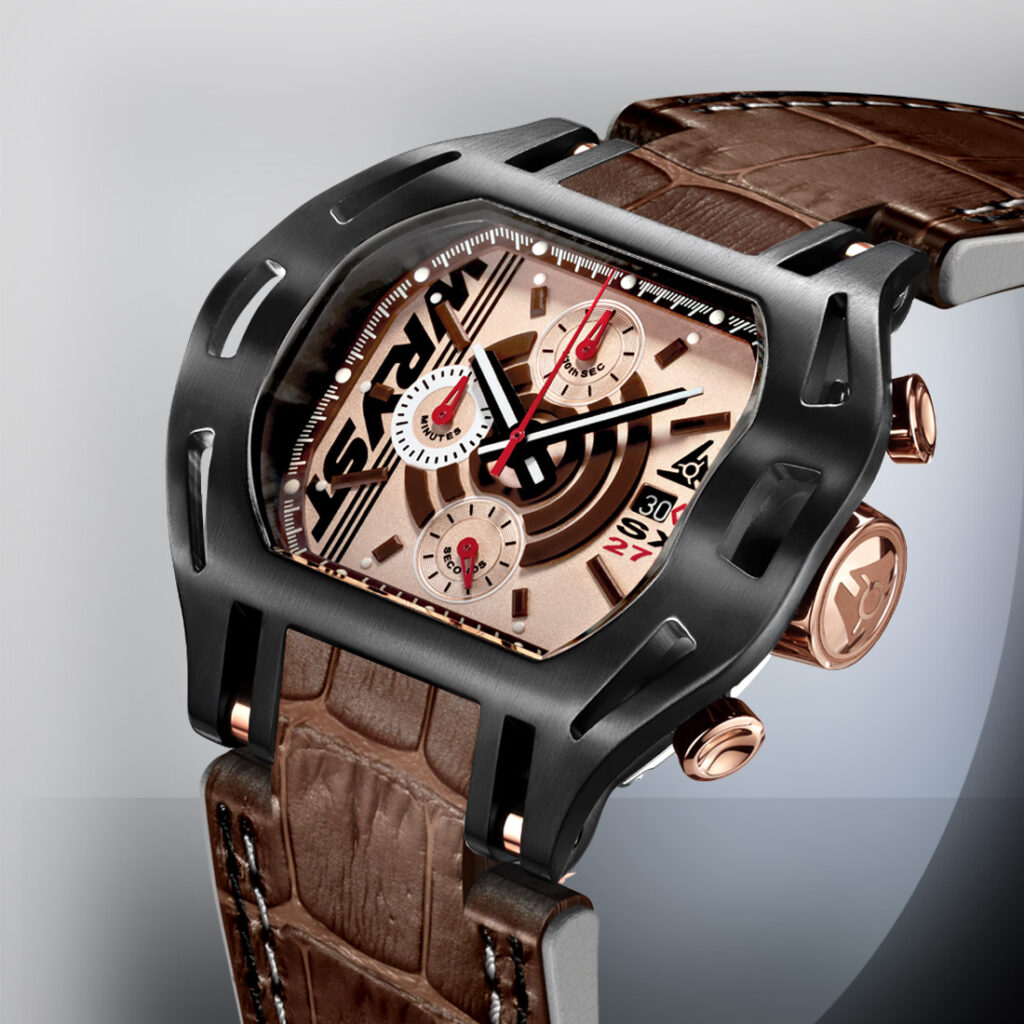 Wryst Brown Leather Watch with Gold Face SX270